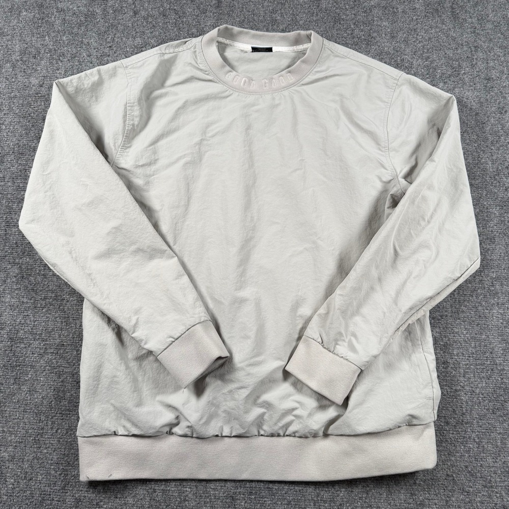 Good Good Golf Windshirt Mens Large Gray Pullover Crewneck Nylon Jacket Logo